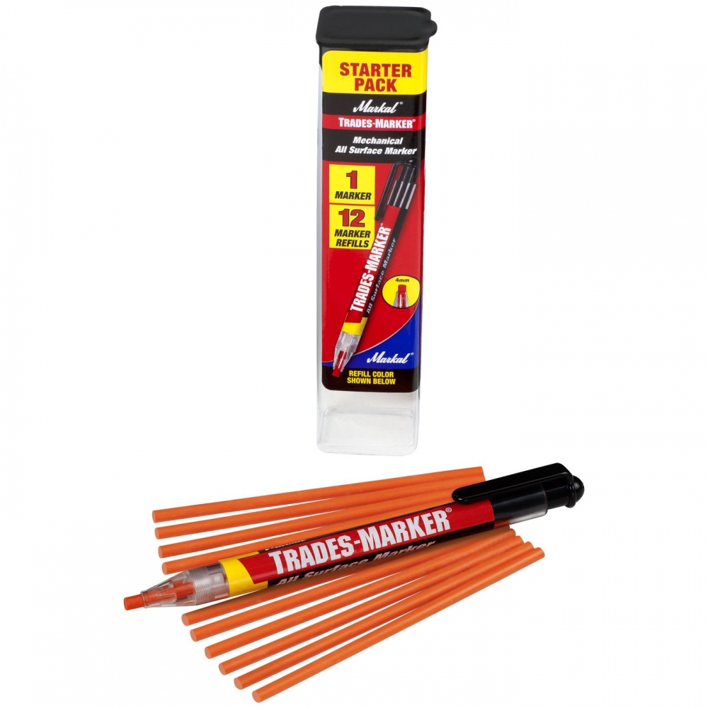 pics/Markal/Trades-Marker refills 12/markal-trades-marker-grease-pencil-12-coloured-refills-orange.jpg